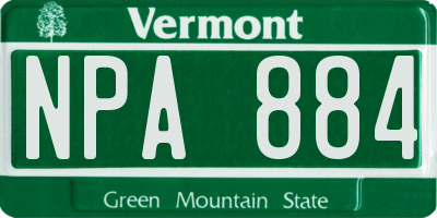 VT license plate NPA884