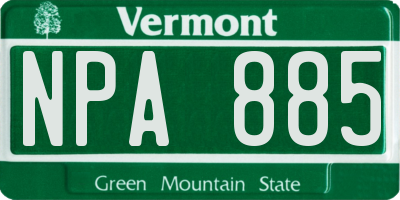 VT license plate NPA885