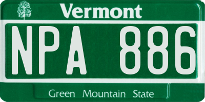 VT license plate NPA886