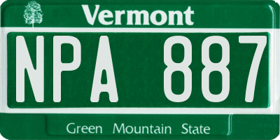 VT license plate NPA887