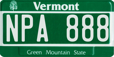 VT license plate NPA888