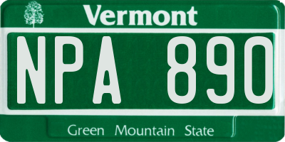 VT license plate NPA890