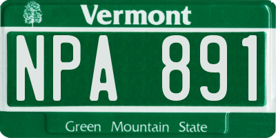 VT license plate NPA891