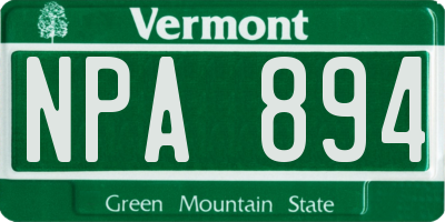 VT license plate NPA894