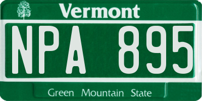 VT license plate NPA895