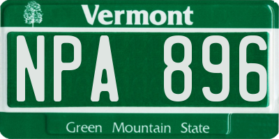 VT license plate NPA896
