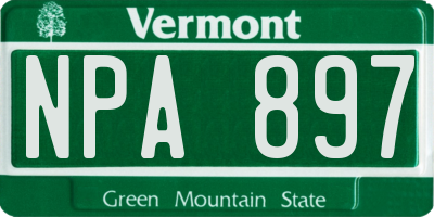 VT license plate NPA897