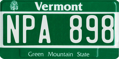 VT license plate NPA898