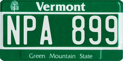 VT license plate NPA899