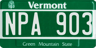 VT license plate NPA903