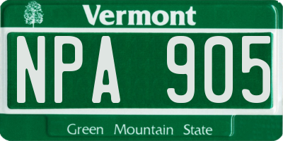 VT license plate NPA905