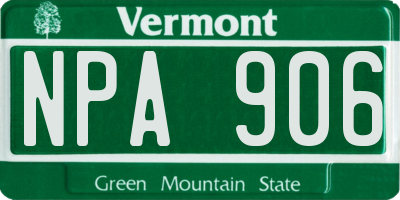 VT license plate NPA906