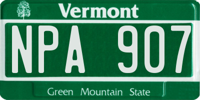 VT license plate NPA907