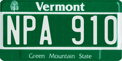 VT license plate NPA910