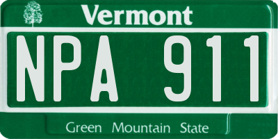 VT license plate NPA911