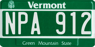 VT license plate NPA912