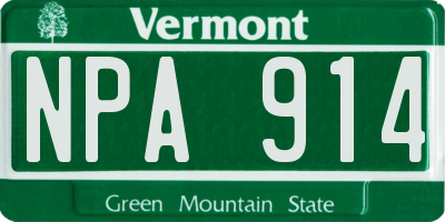 VT license plate NPA914