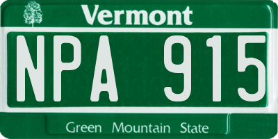 VT license plate NPA915