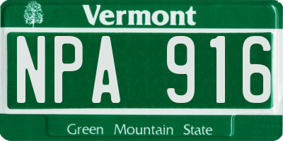 VT license plate NPA916