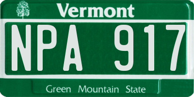 VT license plate NPA917