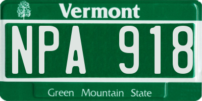 VT license plate NPA918