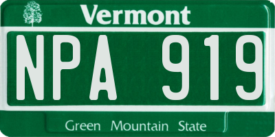 VT license plate NPA919