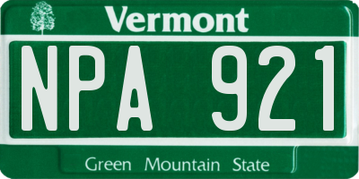 VT license plate NPA921