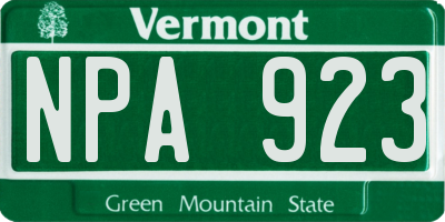 VT license plate NPA923