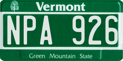 VT license plate NPA926