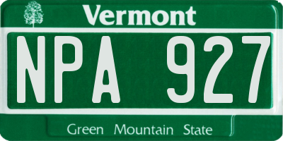 VT license plate NPA927