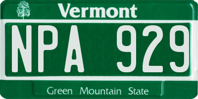 VT license plate NPA929