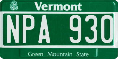 VT license plate NPA930