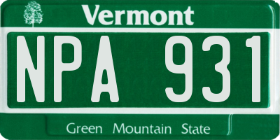 VT license plate NPA931