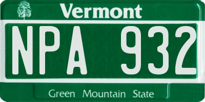 VT license plate NPA932