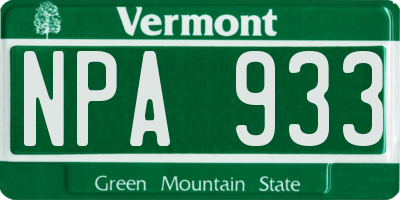 VT license plate NPA933
