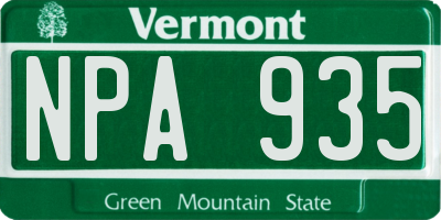 VT license plate NPA935