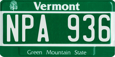VT license plate NPA936