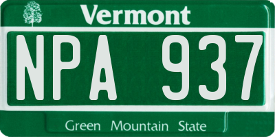 VT license plate NPA937