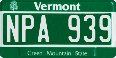 VT license plate NPA939