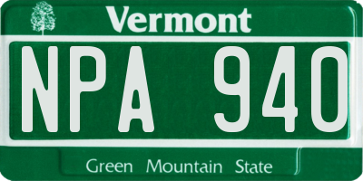 VT license plate NPA940