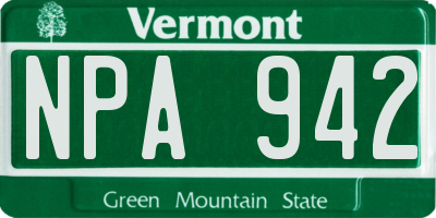 VT license plate NPA942
