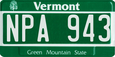 VT license plate NPA943
