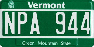 VT license plate NPA944