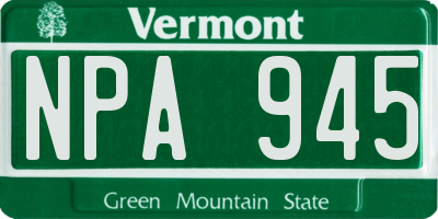 VT license plate NPA945