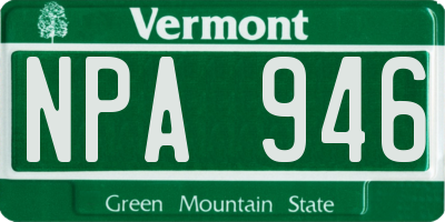 VT license plate NPA946