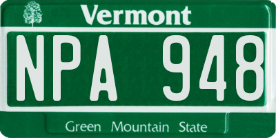 VT license plate NPA948