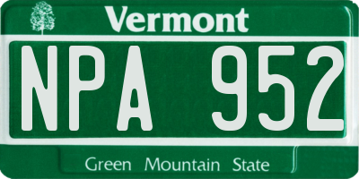 VT license plate NPA952