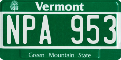 VT license plate NPA953