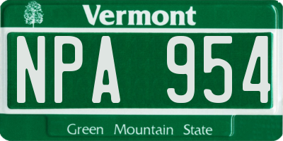 VT license plate NPA954