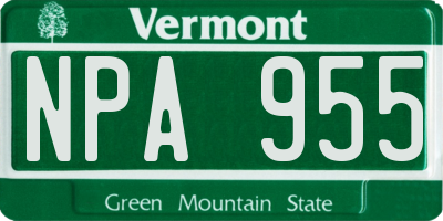 VT license plate NPA955